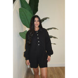 Staying Cozy Romper- Black