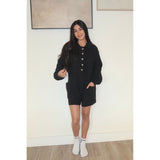 Staying Cozy Romper- Black