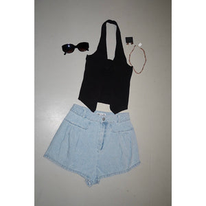 Flared Denim Shorts